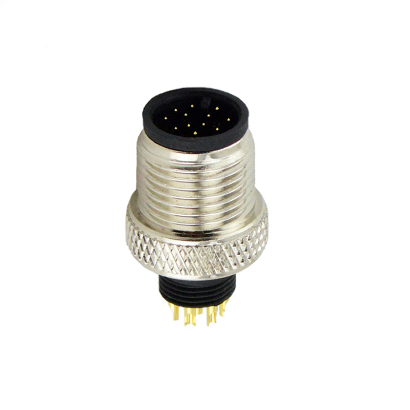 M12 12pins A code male moldable connector,unshielded,brass with nickel plated screw